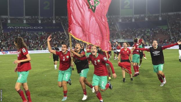 فرحة كبيرة للاعبات المنتخب المغربي