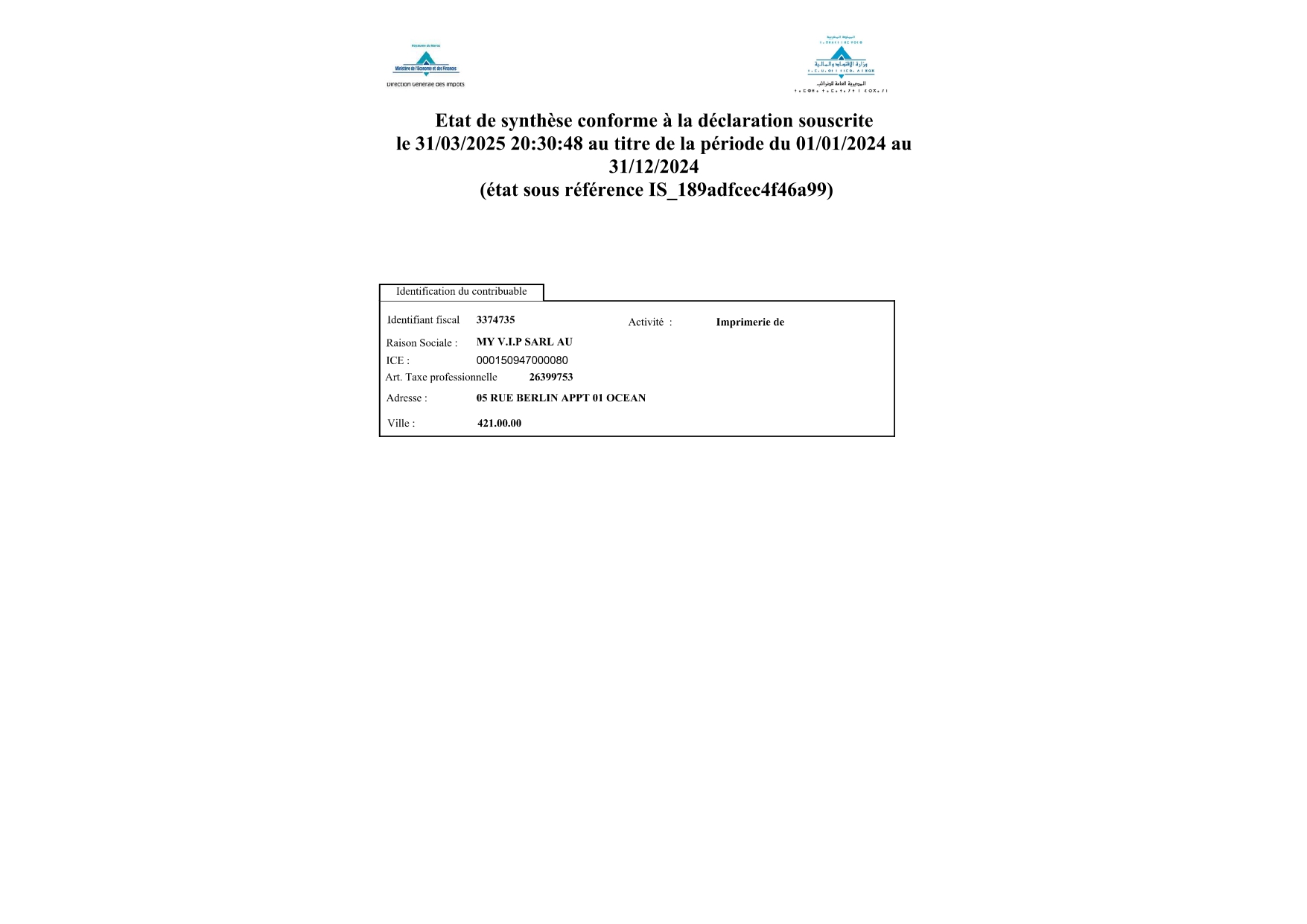 Etat de synthèse conforme 2024